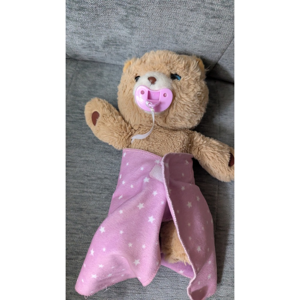 Little Live Pets Cozy Dozy Baby Cubbles Tan Bear Plush Purple Pacifier Works